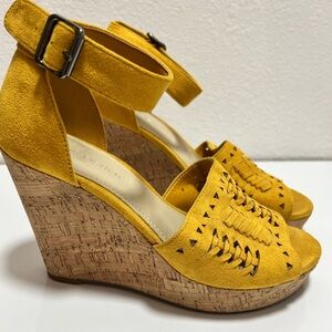 Marc Fisher Yellow Wedge Sandals